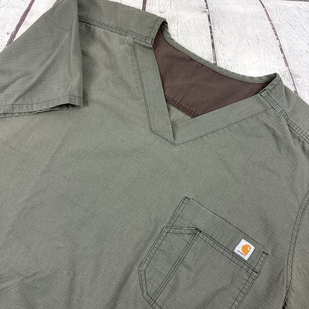 Carhartt Unisex Large Olive Green Solid Ripstop C15108 Utility Scrub Top Medical